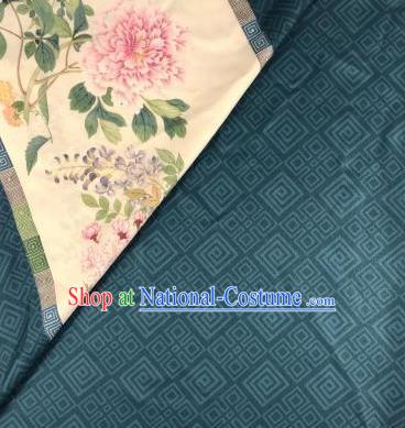 Chinese Traditional Peony Pattern Atrovirens Hanfu Fabric Flax Fabric Hanfu Dress Material