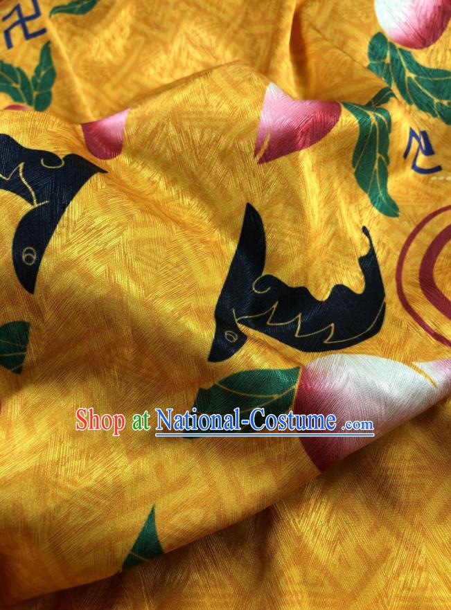 Chinese Traditional Peach Pattern Ginger Brocade Hanfu Fabric Silk Fabric Hanfu Dress Material