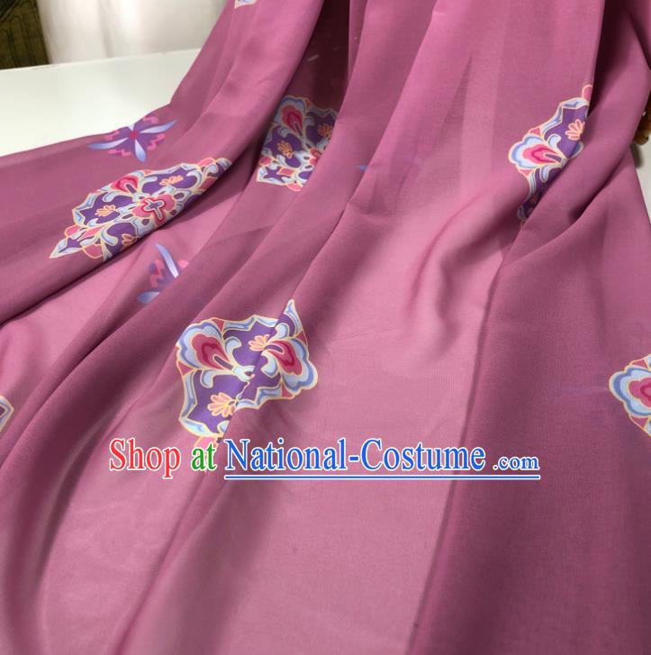 Chinese Traditional Classical Pattern Wine Red Chiffon Fabric Silk Fabric Hanfu Dress Material