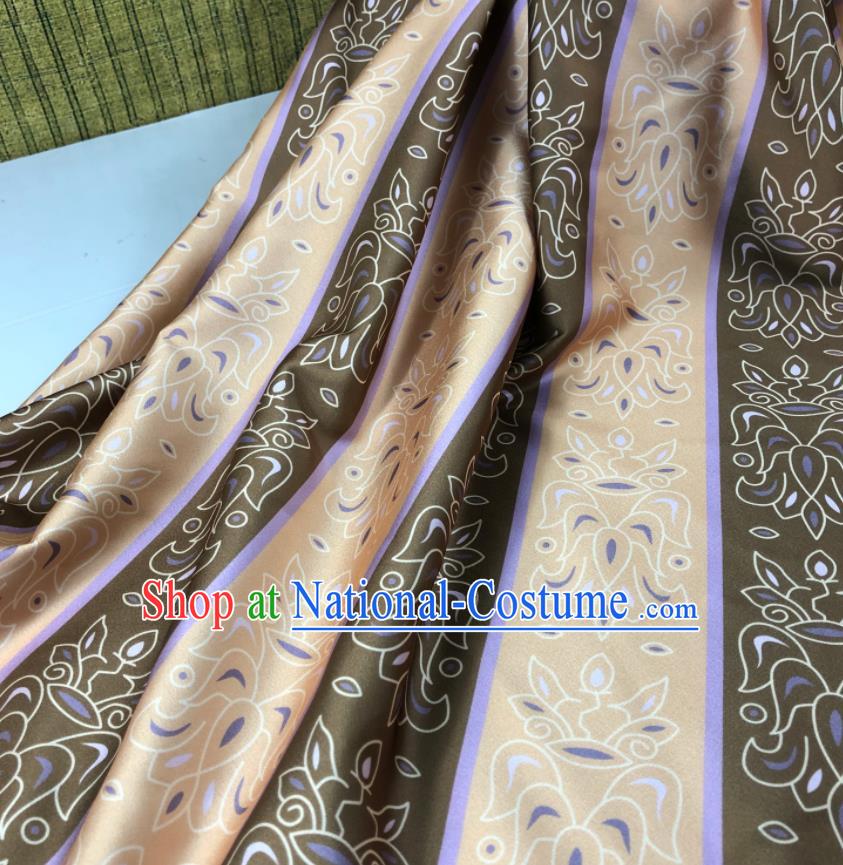 Chinese Traditional Lotus Pattern Khaki Brocade Hanfu Fabric Silk Fabric Hanfu Dress Material