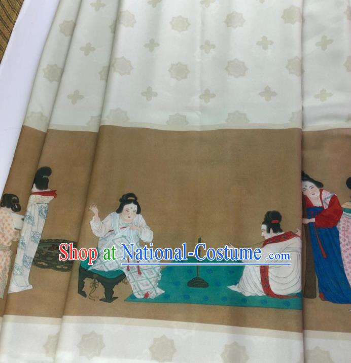 Chinese Traditional Classical Pattern White Chiffon Fabric Silk Fabric Hanfu Dress Material