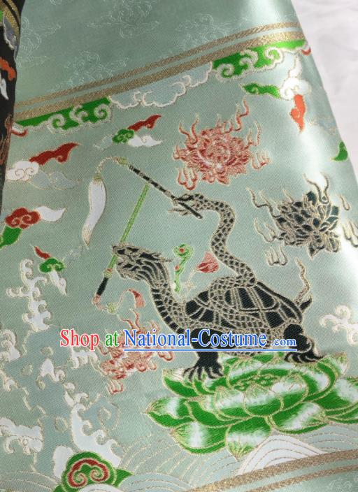 Chinese Traditional Tortoise Pattern Light Green Brocade Hanfu Fabric Silk Fabric Hanfu Dress Material