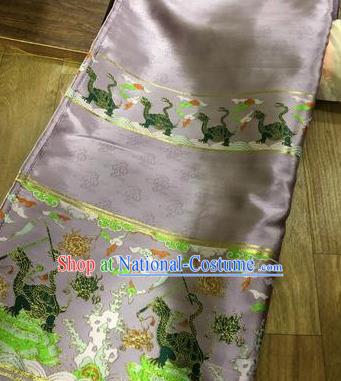 Chinese Traditional Tortoise Pattern Lilac Brocade Hanfu Fabric Silk Fabric Hanfu Dress Material