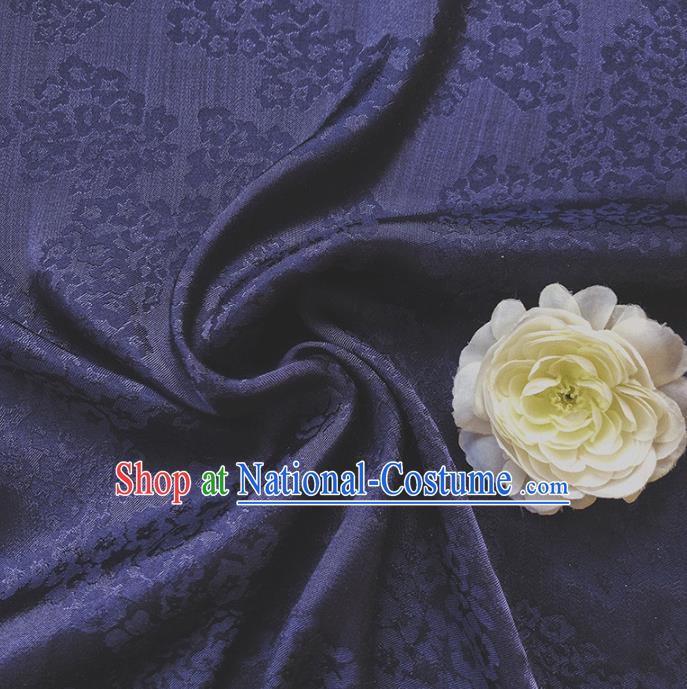 Chinese Traditional Classical Hydrangea Pattern Navy Cotton Fabric Imitation Silk Fabric Hanfu Dress Material