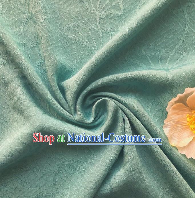 Chinese Traditional Classical Lotus Pattern Green Cotton Fabric Imitation Silk Fabric Hanfu Dress Material