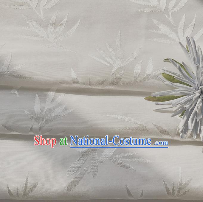 Chinese Traditional Classical Bamboo Leaf Pattern White Cotton Fabric Imitation Silk Fabric Hanfu Dress Material