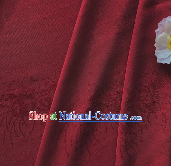 Chinese Traditional Classical Red Spider Lily Pattern Red Cotton Fabric Imitation Silk Fabric Hanfu Dress Material