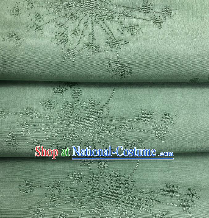 Chinese Traditional Classical Dandelion Pattern Green Cotton Fabric Imitation Silk Fabric Hanfu Dress Material