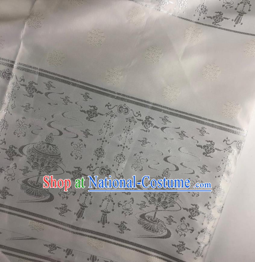 Chinese Traditional Censer Pattern White Brocade Hanfu Fabric Silk Fabric Hanfu Dress Material