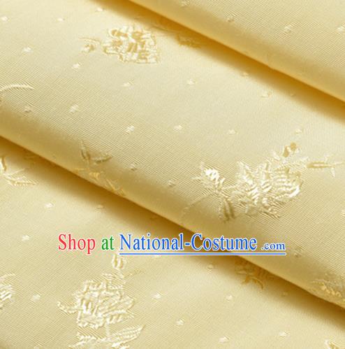 Chinese Traditional Classical Flowers Pattern Yellow Cotton Fabric Imitation Silk Fabric Hanfu Dress Material