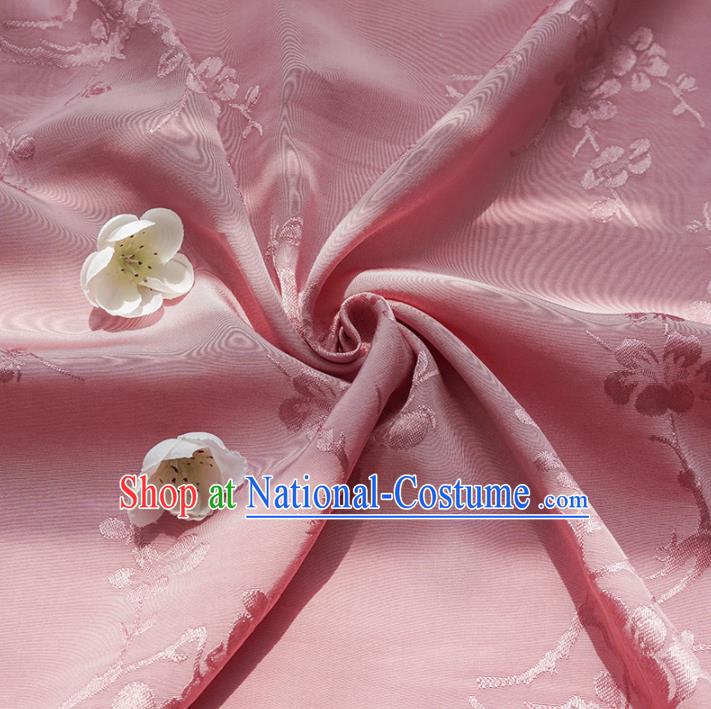 Chinese Traditional Classical Plum Blossom Pattern Pink Cotton Fabric Imitation Silk Fabric Hanfu Dress Material