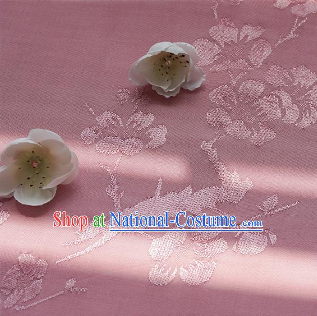 Chinese Traditional Classical Plum Blossom Pattern Pink Cotton Fabric Imitation Silk Fabric Hanfu Dress Material