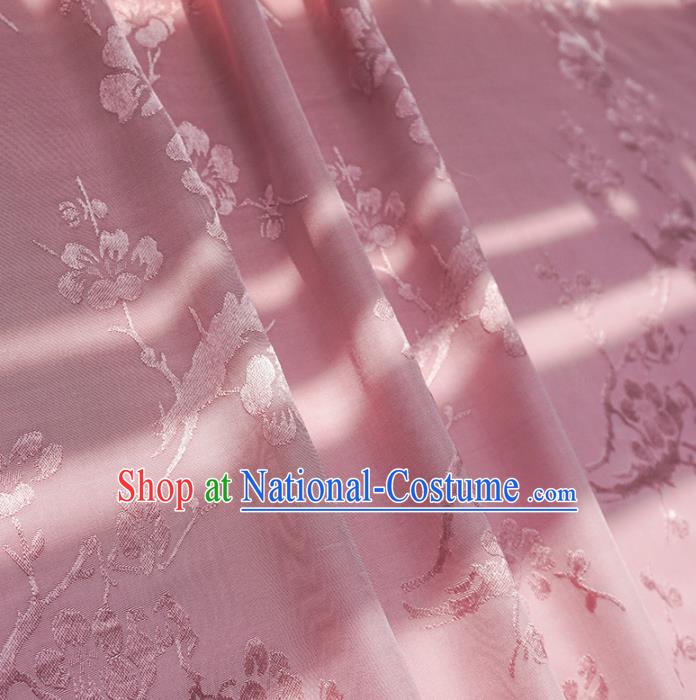 Chinese Traditional Classical Plum Blossom Pattern Pink Cotton Fabric Imitation Silk Fabric Hanfu Dress Material