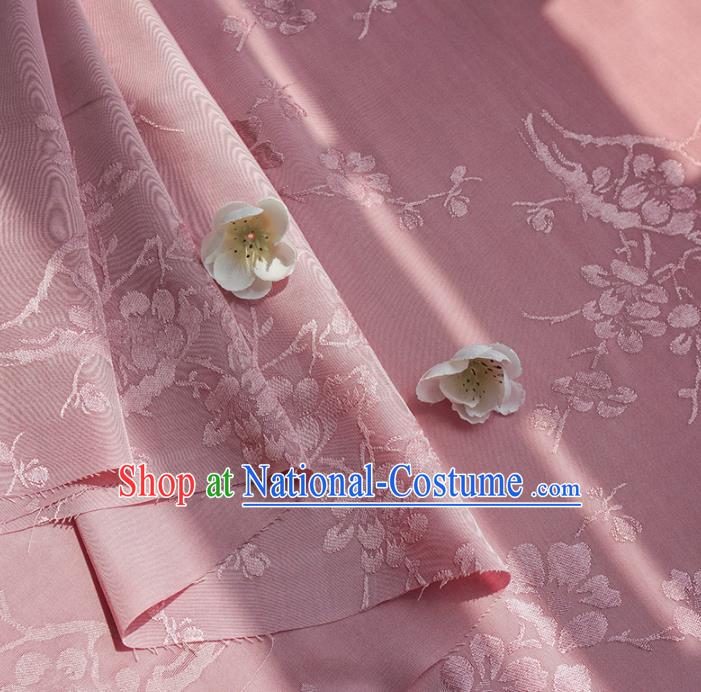 Chinese Traditional Classical Plum Blossom Pattern Pink Cotton Fabric Imitation Silk Fabric Hanfu Dress Material