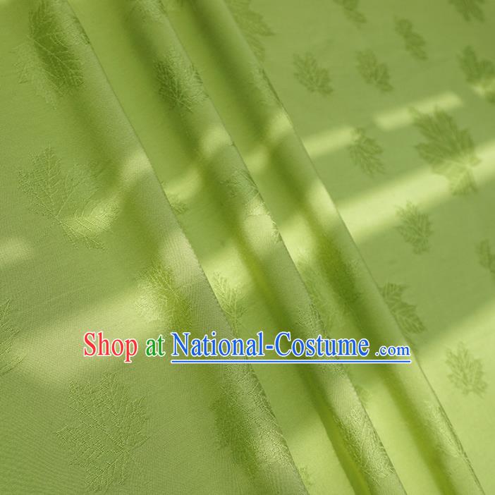 Chinese Traditional Classical Maple Leaf Pattern Light Green Cotton Fabric Imitation Silk Fabric Hanfu Dress Material