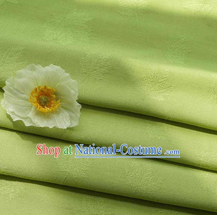 Chinese Traditional Classical Maple Leaf Pattern Light Green Cotton Fabric Imitation Silk Fabric Hanfu Dress Material