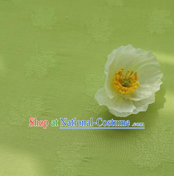 Chinese Traditional Classical Maple Leaf Pattern Light Green Cotton Fabric Imitation Silk Fabric Hanfu Dress Material