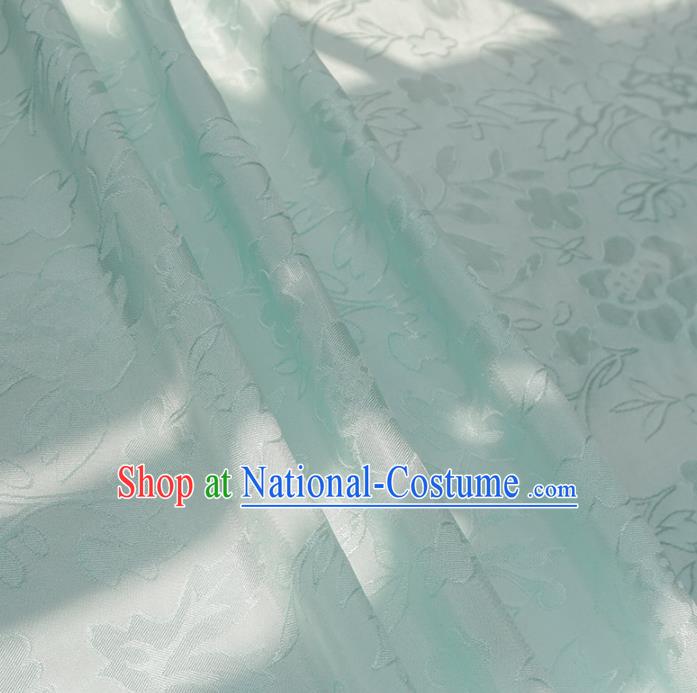 Chinese Traditional Classical Pattern Light Blue Cotton Fabric Imitation Silk Fabric Hanfu Dress Material