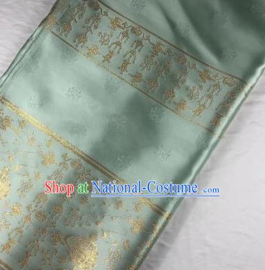 Chinese Traditional Censer Pattern Light Green Brocade Hanfu Fabric Silk Fabric Hanfu Dress Material