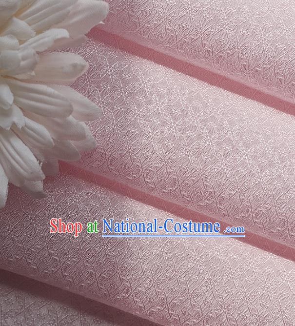 Chinese Traditional Classical Rhombus Pattern Pink Cotton Fabric Imitation Silk Fabric Hanfu Dress Material