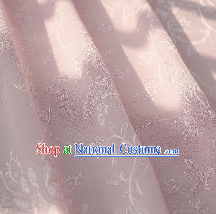 Chinese Traditional Classical Flowers Pattern Pink Cotton Fabric Imitation Silk Fabric Hanfu Dress Material