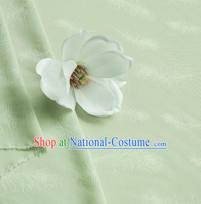 Chinese Traditional Classical Feather Pattern Light Green Cotton Fabric Imitation Silk Fabric Hanfu Dress Material