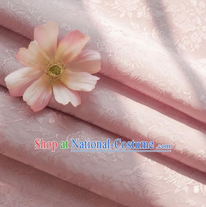 Chinese Traditional Classical Jacquard Pattern Pink Cotton Fabric Imitation Silk Fabric Hanfu Dress Material