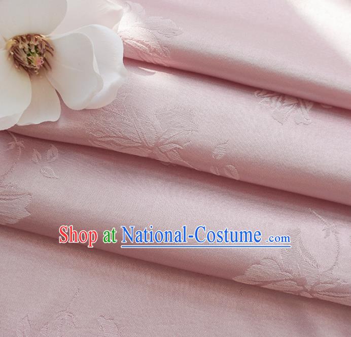 Chinese Traditional Classical Jacquard Tulip Pattern Pink Cotton Fabric Imitation Silk Fabric Hanfu Dress Material