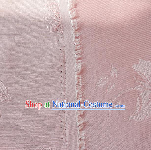 Chinese Traditional Classical Jacquard Tulip Pattern Pink Cotton Fabric Imitation Silk Fabric Hanfu Dress Material