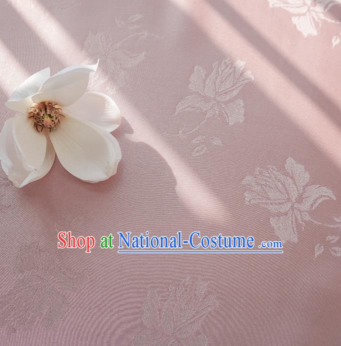 Chinese Traditional Classical Jacquard Tulip Pattern Pink Cotton Fabric Imitation Silk Fabric Hanfu Dress Material