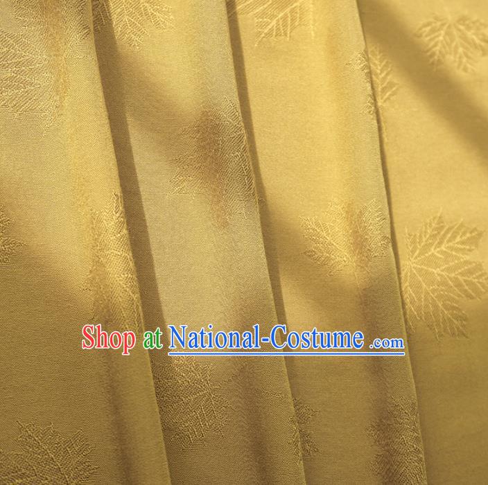 Chinese Traditional Classical Jacquard Maple Leaf Pattern Ginger Cotton Fabric Imitation Silk Fabric Hanfu Dress Material