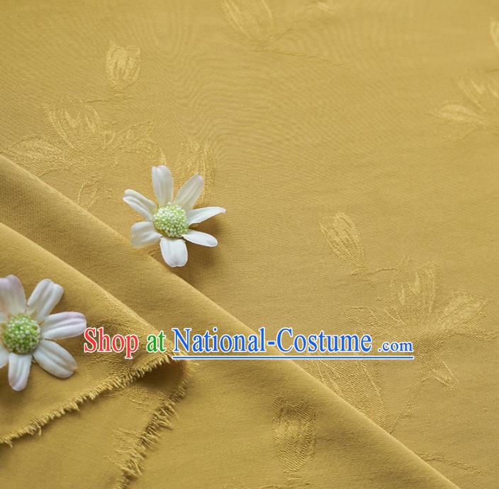 Chinese Traditional Classical Jacquard Magnolia Pattern Ginger Cotton Fabric Imitation Silk Fabric Hanfu Dress Material