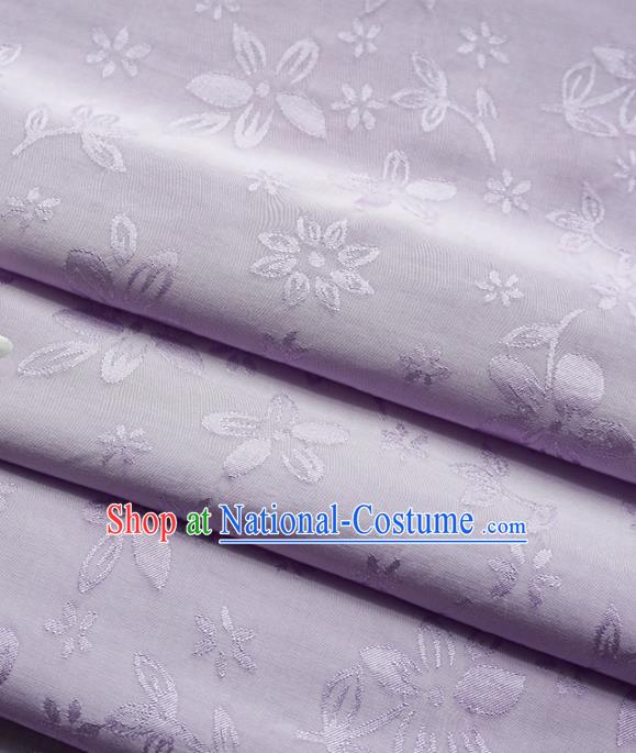 Chinese Traditional Classical Jacquard Pattern Light Purple Cotton Fabric Imitation Silk Fabric Hanfu Dress Material