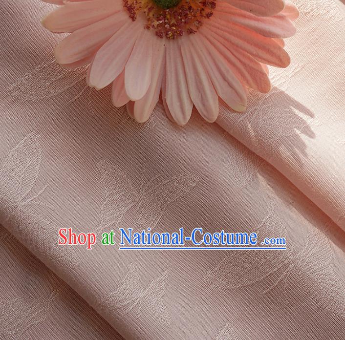 Chinese Traditional Classical Jacquard Butterfly Pattern Light Pink Cotton Fabric Imitation Silk Fabric Hanfu Dress Material