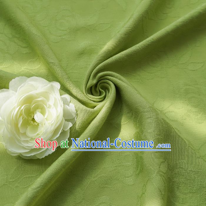 Chinese Traditional Classical Roses Pattern Green Cotton Fabric Imitation Silk Fabric Hanfu Dress Material