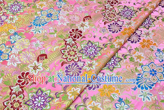 Japanese Traditional Pattern Kimono Pink Brocade Fabric Tapestry Satin Fabric Nishijin Material