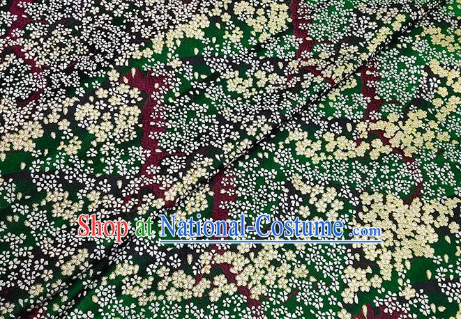 Japanese Traditional Sakura Pattern Kimono Green Brocade Fabric Tapestry Satin Fabric Nishijin Material