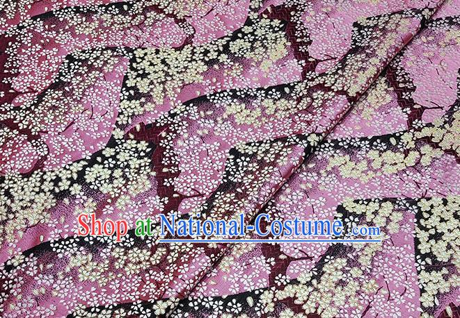 Japanese Traditional Sakura Pattern Kimono Pink Brocade Fabric Tapestry Satin Fabric Nishijin Material