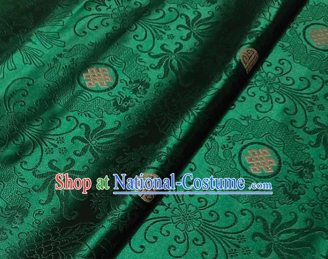 Chinese Traditional Classical Pattern Deep Green Brocade Fabric Silk Satin Fabric Tang Suit Material