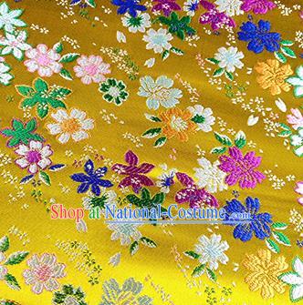 Japanese Traditional Primrose Pattern Kimono Golden Brocade Fabric Tapestry Satin Fabric Nishijin Material