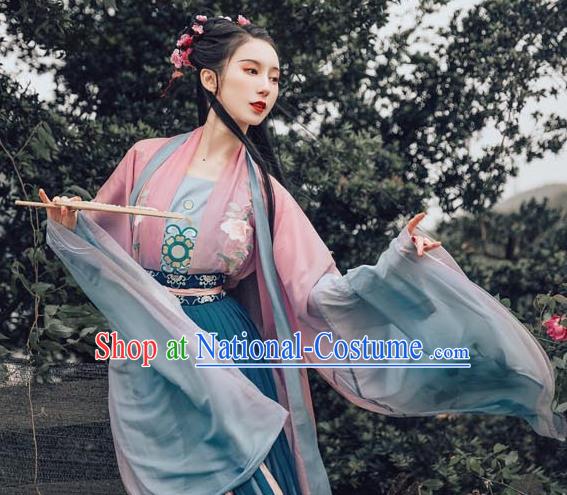 Chinese Ancient Royal Princess Embroidered Dress Traditional Tang Dynasty Imperial Consort Costume for Women