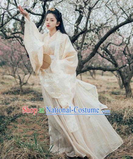 Chinese Ancient Jin Dynasty Court Princess Embroidered Dress Traditional Patrician Lady Costume for Women