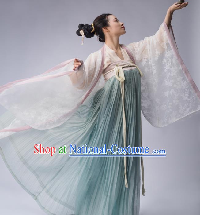 Chinese Ancient Tang Dynasty Court Lady Embroidered Dress Traditional Royal Princess Costume for Women