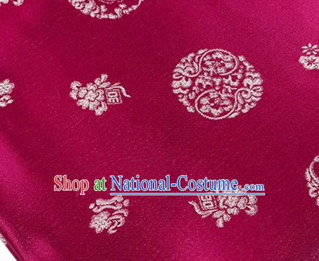 Chinese Traditional Pattern Wine Red Brocade Fabric Silk Satin Fabric Hanfu Material