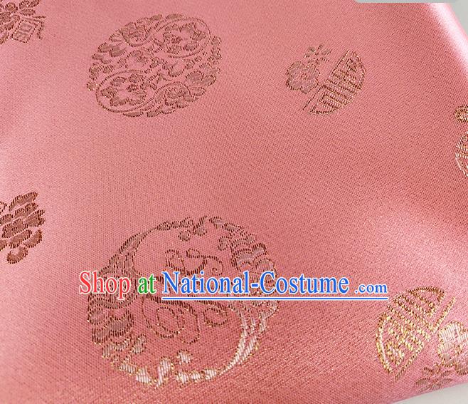 Chinese Traditional Pattern Pink Brocade Fabric Silk Satin Fabric Hanfu Material