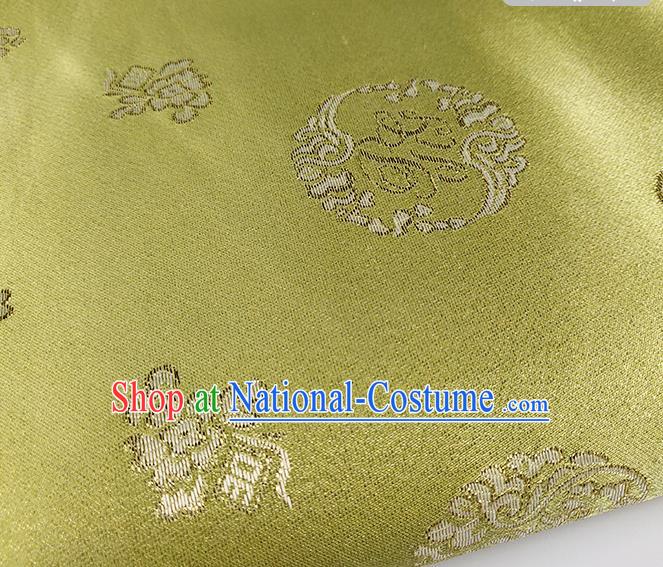 Chinese Traditional Pattern Olive Green Brocade Fabric Silk Satin Fabric Hanfu Material