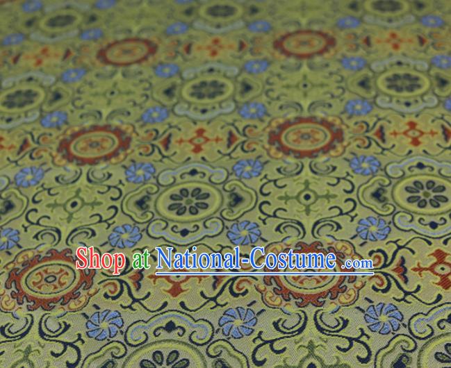 Chinese Traditional Rich Pattern Yellow Brocade Fabric Silk Satin Fabric Hanfu Material