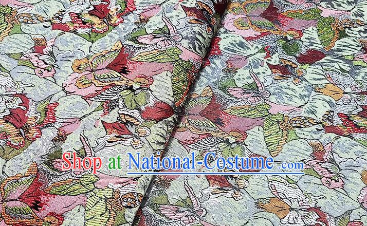 Japanese Traditional Butterfly Pattern Kimono Brocade Fabric Tapestry Satin Fabric Nishijin Material