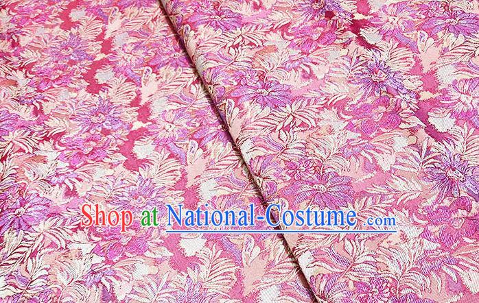 Japanese Traditional Flowers Pattern Kimono Rosy Brocade Fabric Tapestry Satin Fabric Nishijin Material