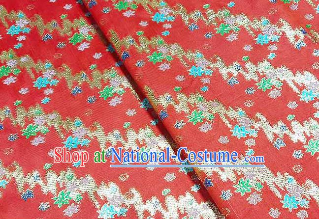 Japanese Traditional Maple Leaf Pattern Kimono Red Brocade Fabric Tapestry Satin Fabric Nishijin Material